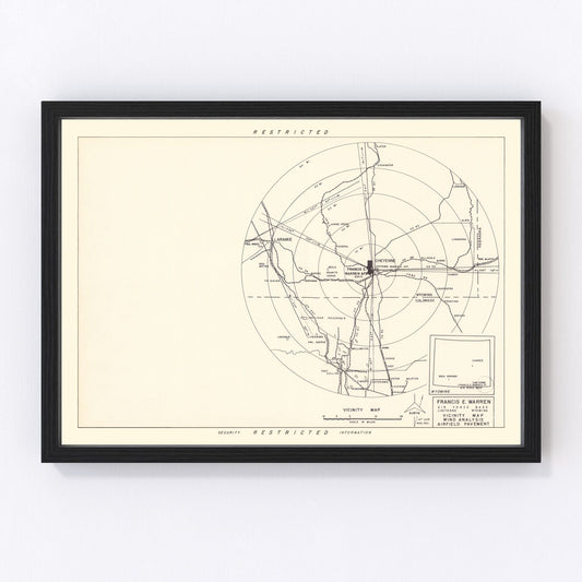 Vintage Map of the Francis E. Warren Air Force Base Vicinity, 1952