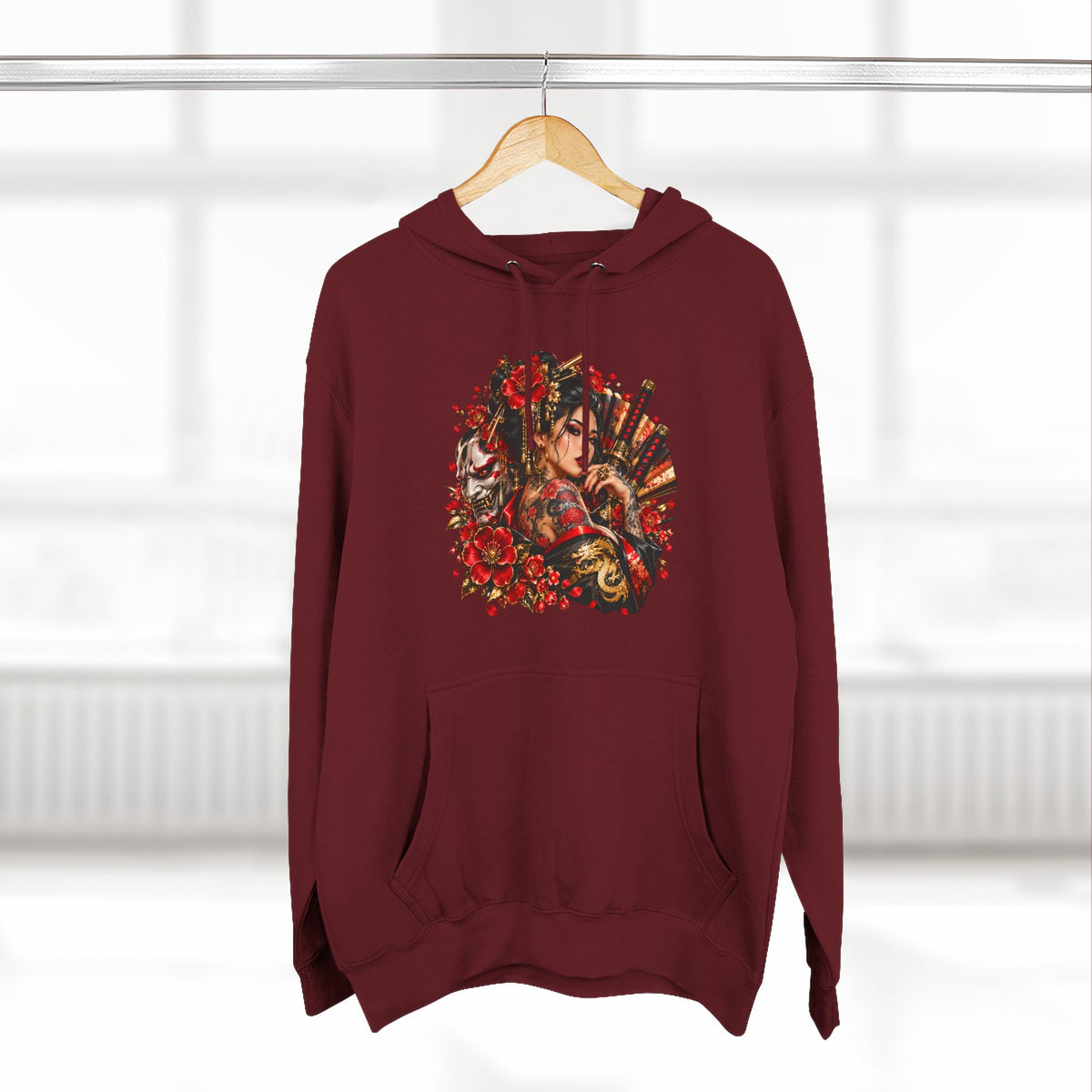 Floral Skull Hoodie — Gothic Rose Graphic Fleece Hoodie