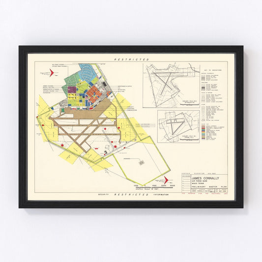 Vintage Map of James Connally Air Force Base, 1952
