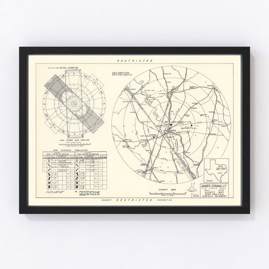 Vintage Map of the James Connally Air Force Base Vicinity, 1951