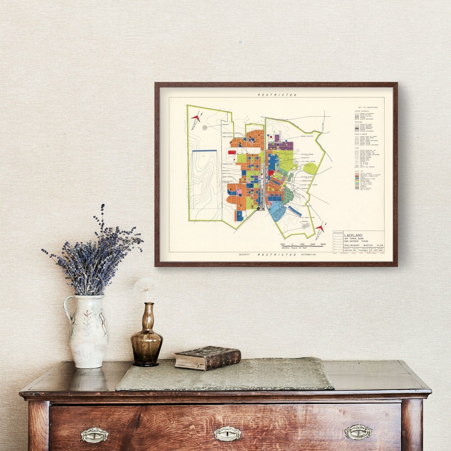 Vintage Map of Lackland Air Force Base, 1950