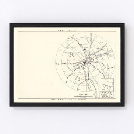 Vintage Map of the Lackland Air Force Base Vicinity, 1950