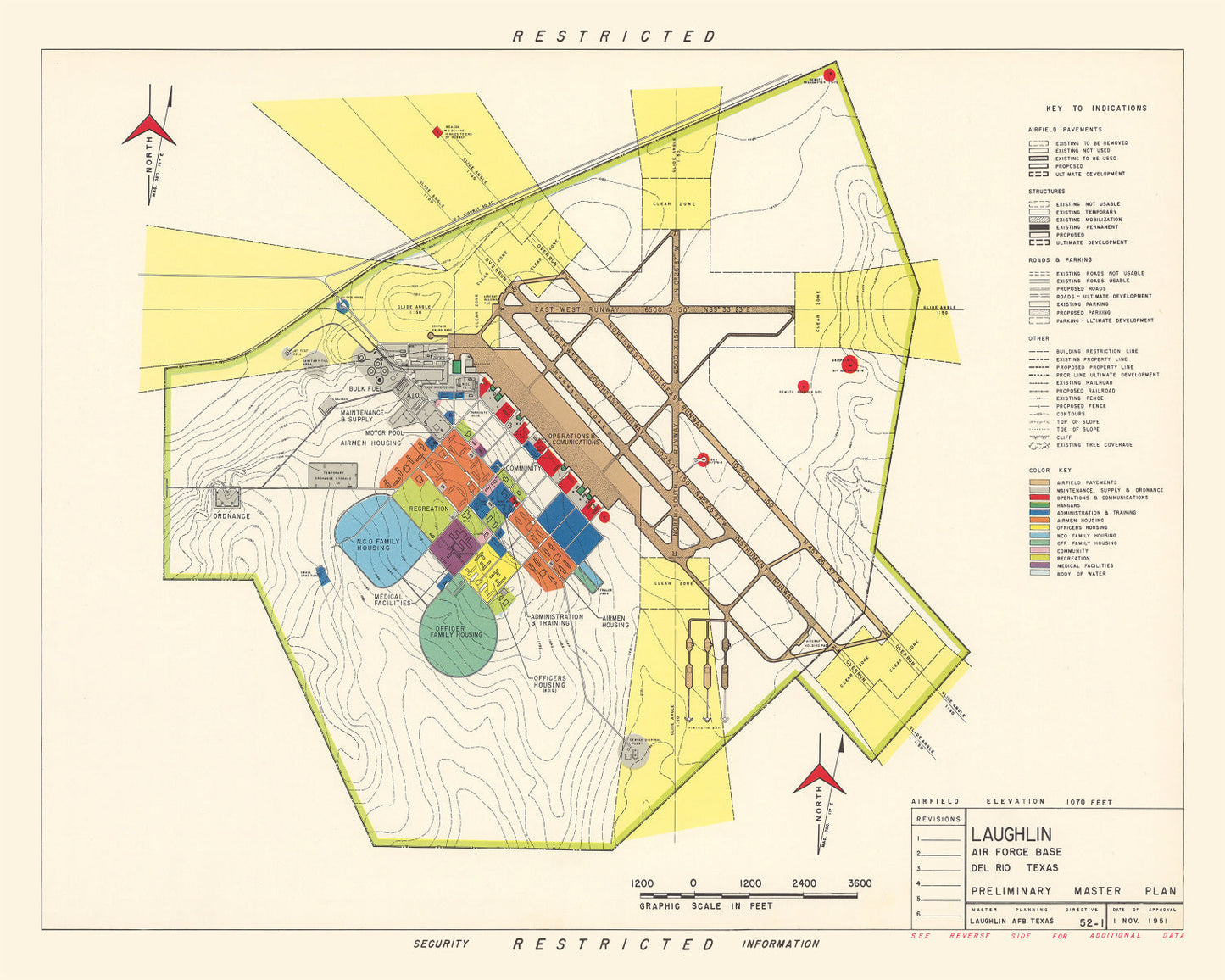 Vintage Map of Laughlin Air Force Base, 1951