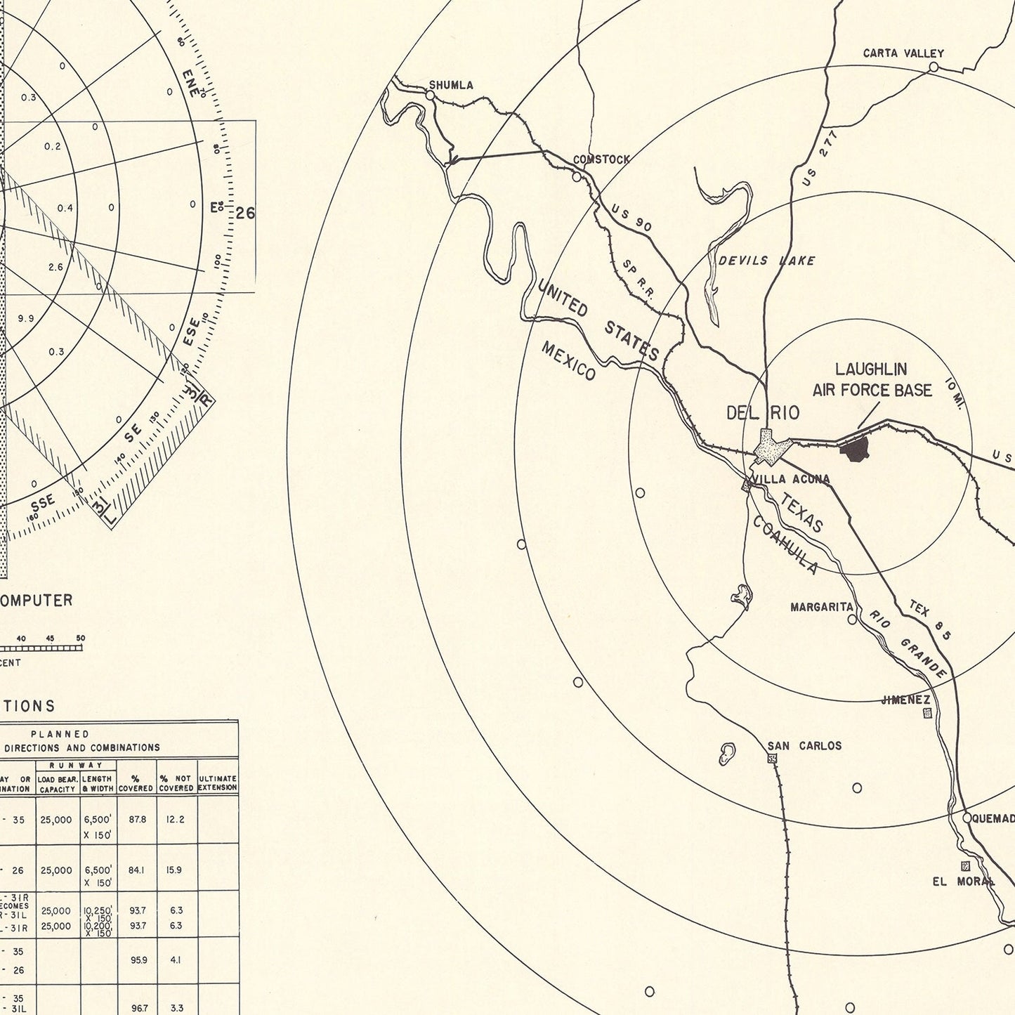 Vintage Map of the Laughlin Air Force Base Vicinity, 1951