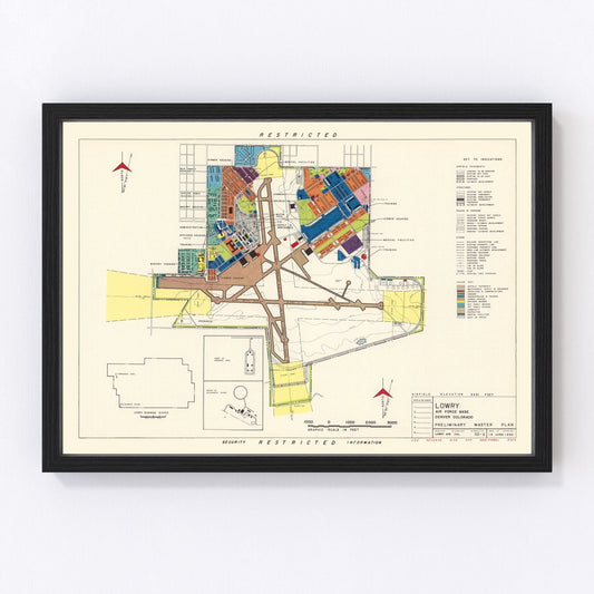Vintage Map of Lowry Air Force Base, 1952