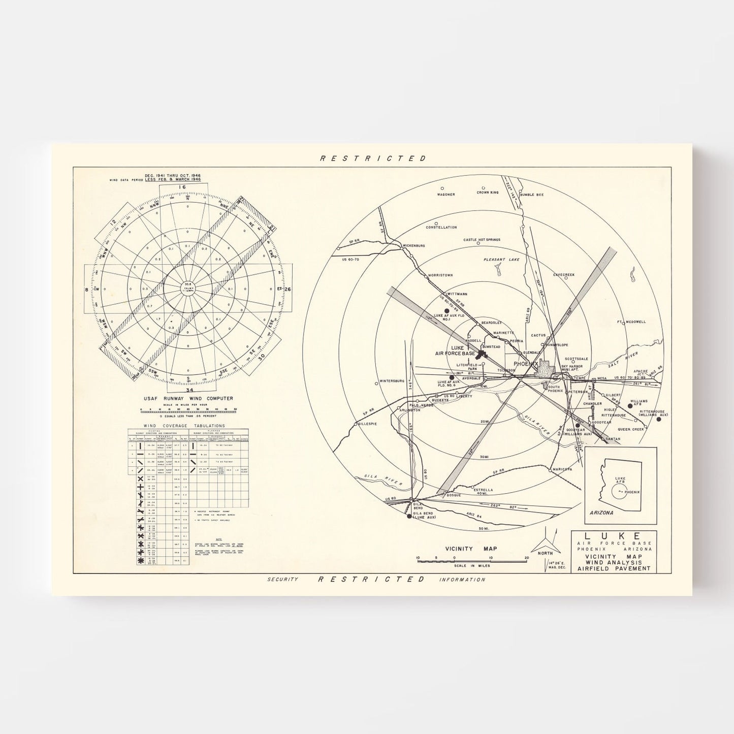 Vintage Map of the Luke Air Force Base Vicinity, 1951