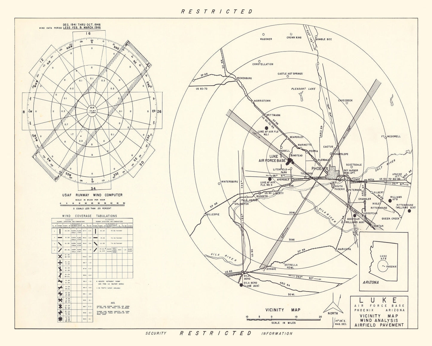 Vintage Map of the Luke Air Force Base Vicinity, 1951