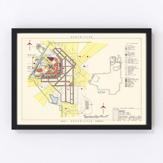 Vintage Map of Moody Air Force Base, 1951