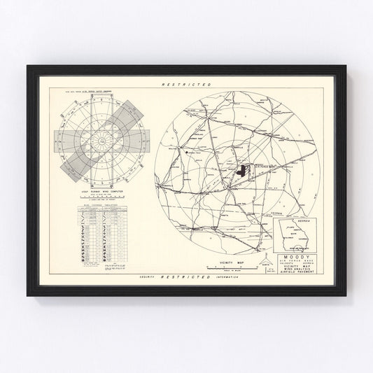 Vintage Map of the Moody Air Force Base Vicinity, 1951