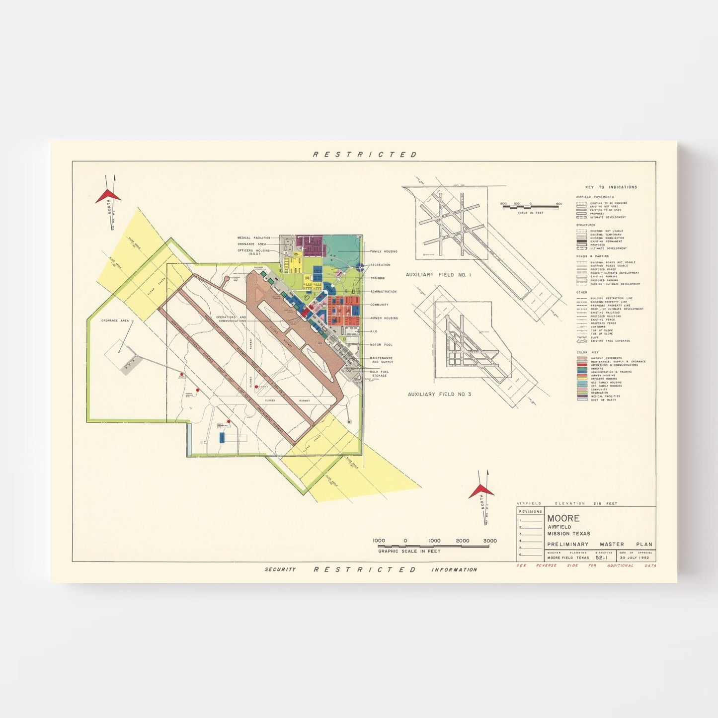 Vintage Map of Moore Air Field, 1952