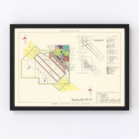 Vintage Map of Moore Air Field, 1952
