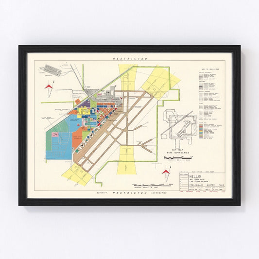 Vintage Map of Nellis Air Force Base, 1951
