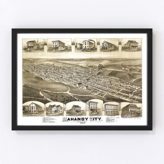 Vintage Map of Mahanoy City, Pennsylvania 1889