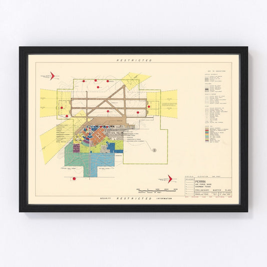 Vintage Map of Perrin Air Force Base, 1952