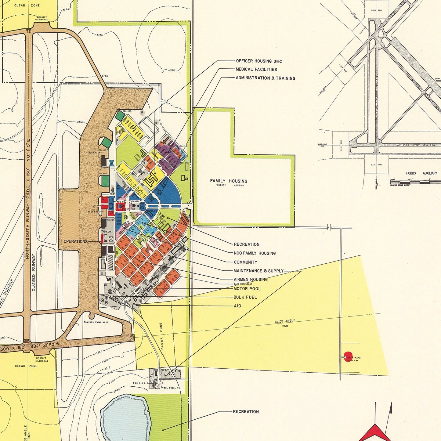 Vintage Map of Reese Air Force Base, 1952