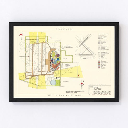 Vintage Map of Reese Air Force Base, 1952