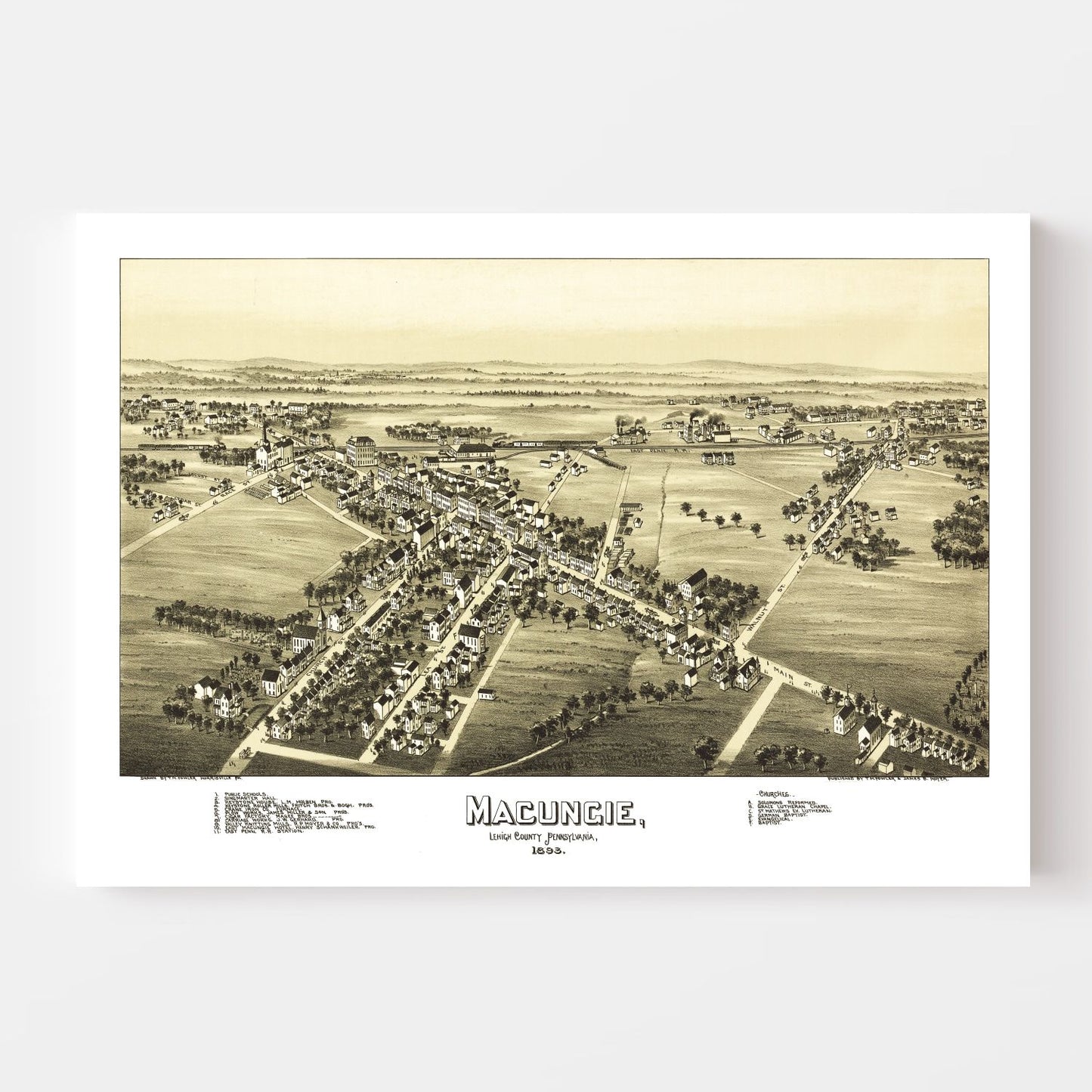 Vintage Map of Macungie, Pennsylvania 1893