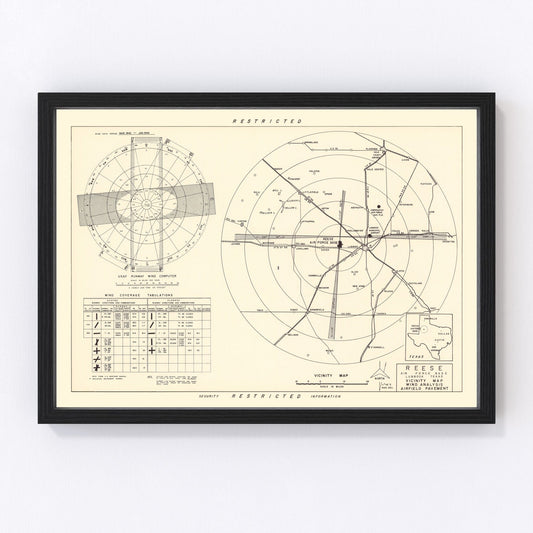 Vintage Map of the Reese Air Force Base Vicinity, 1952