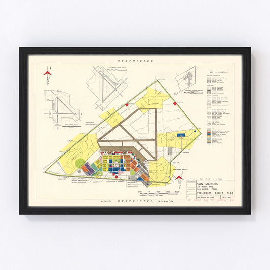 Vintage Map of San Marcos Air Force Base, 1951