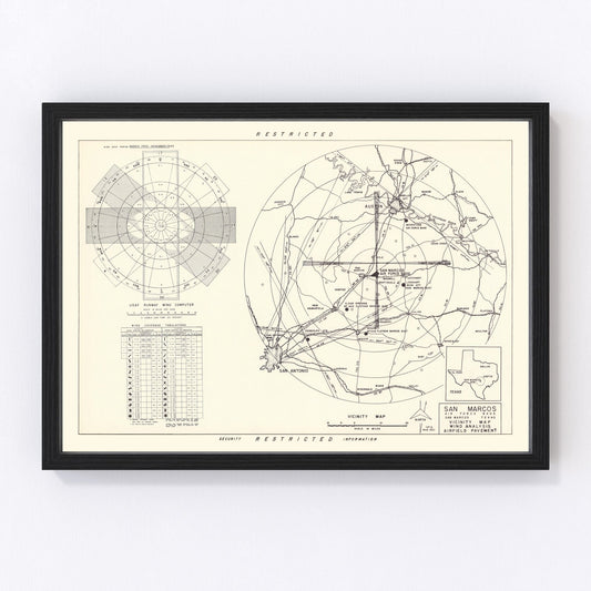 Vintage Map of the San Marcos Air Force Base Vicinity, 1951