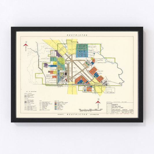 Vintage Map of Scott Air Force Base, 1952