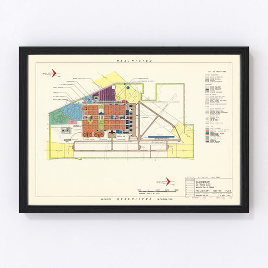 Vintage Map of Sheppard Air Force Base, 1952