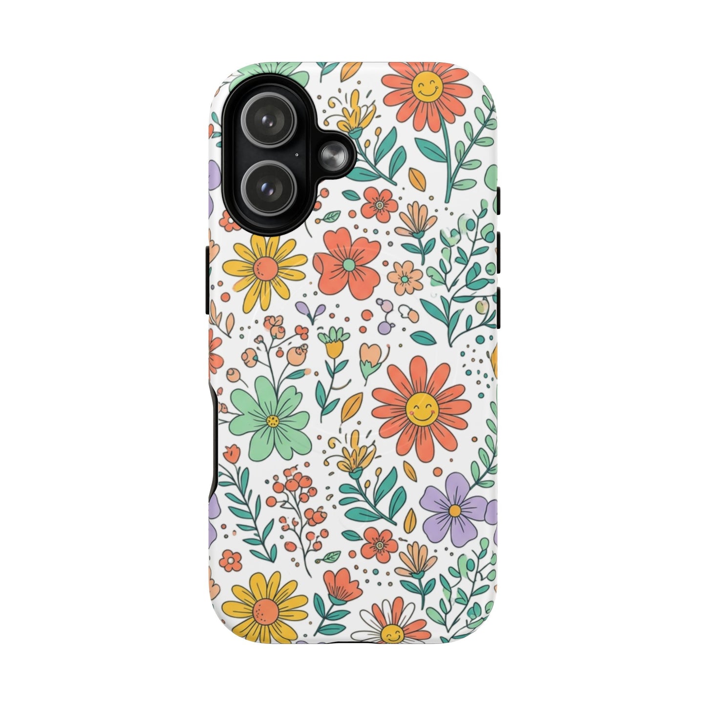 Floral Doodle Tough Magnetic Phone Case – Colorful Wildflower Protection