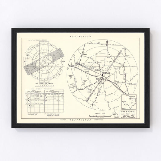 Vintage Map of the Sheppard Air Force Base Vicinity, 1952