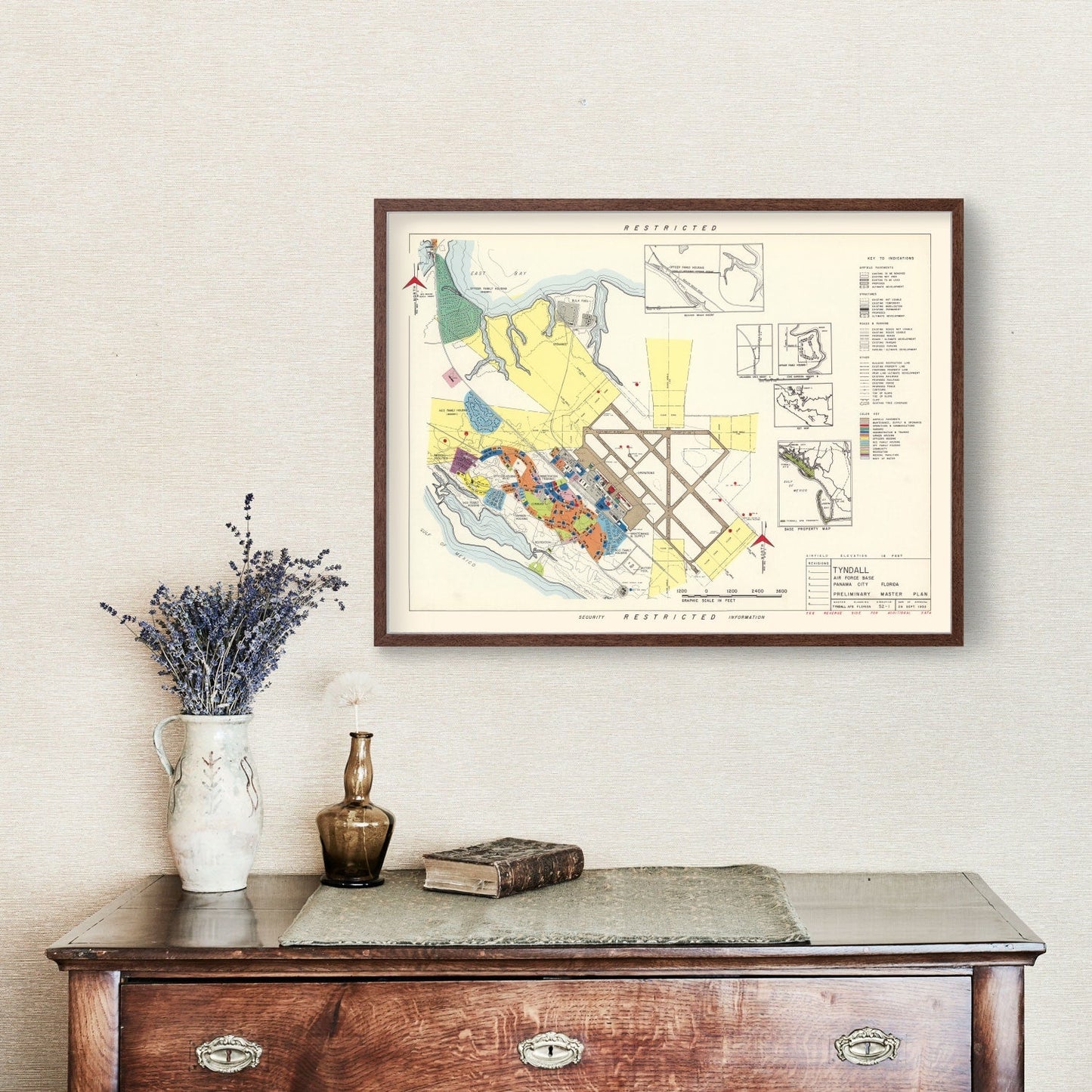 Vintage Map of Tyndall Air Force Base, 1952