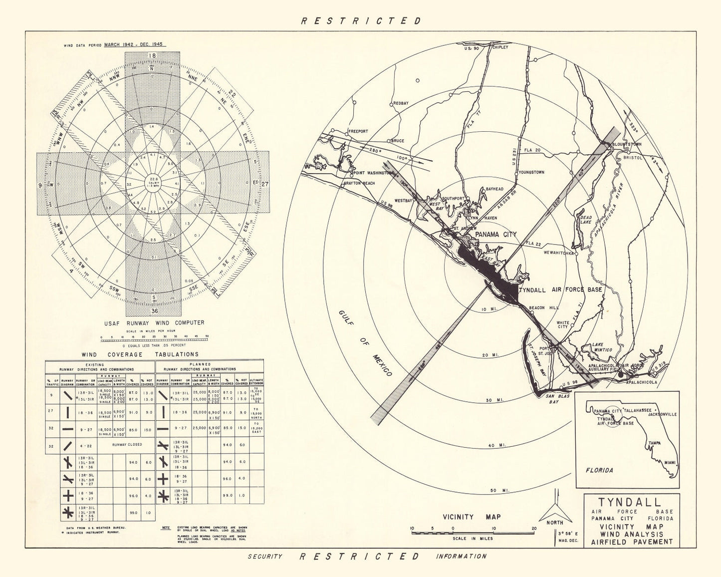 Vintage Map of the Tyndall Air Force Base Vicinity, 1952