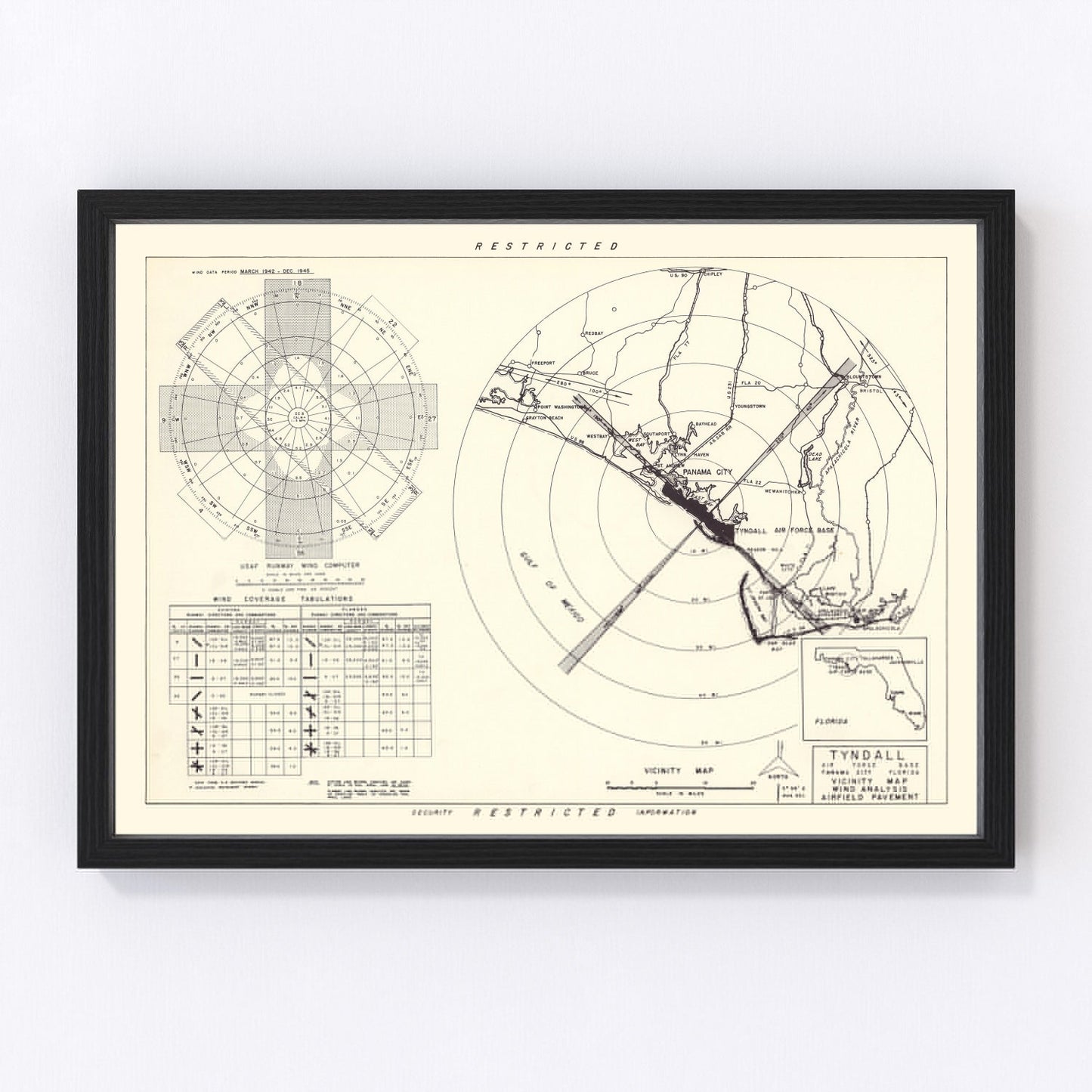 Vintage Map of the Tyndall Air Force Base Vicinity, 1952