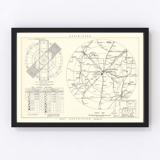 Vintage Map of the Vance Air Force Base Vicinity, 1952