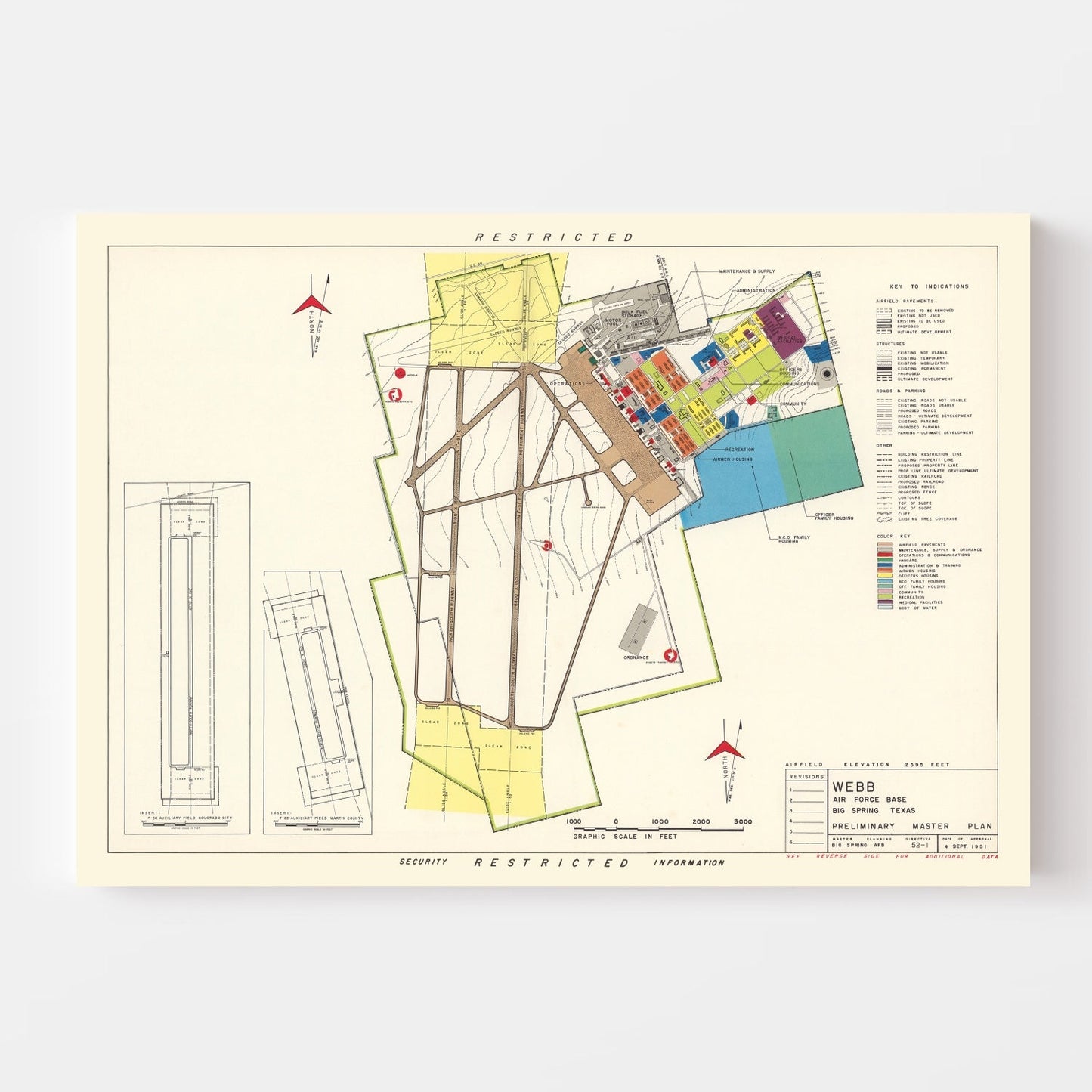 Vintage Map of Webb Air Force Base, 1951