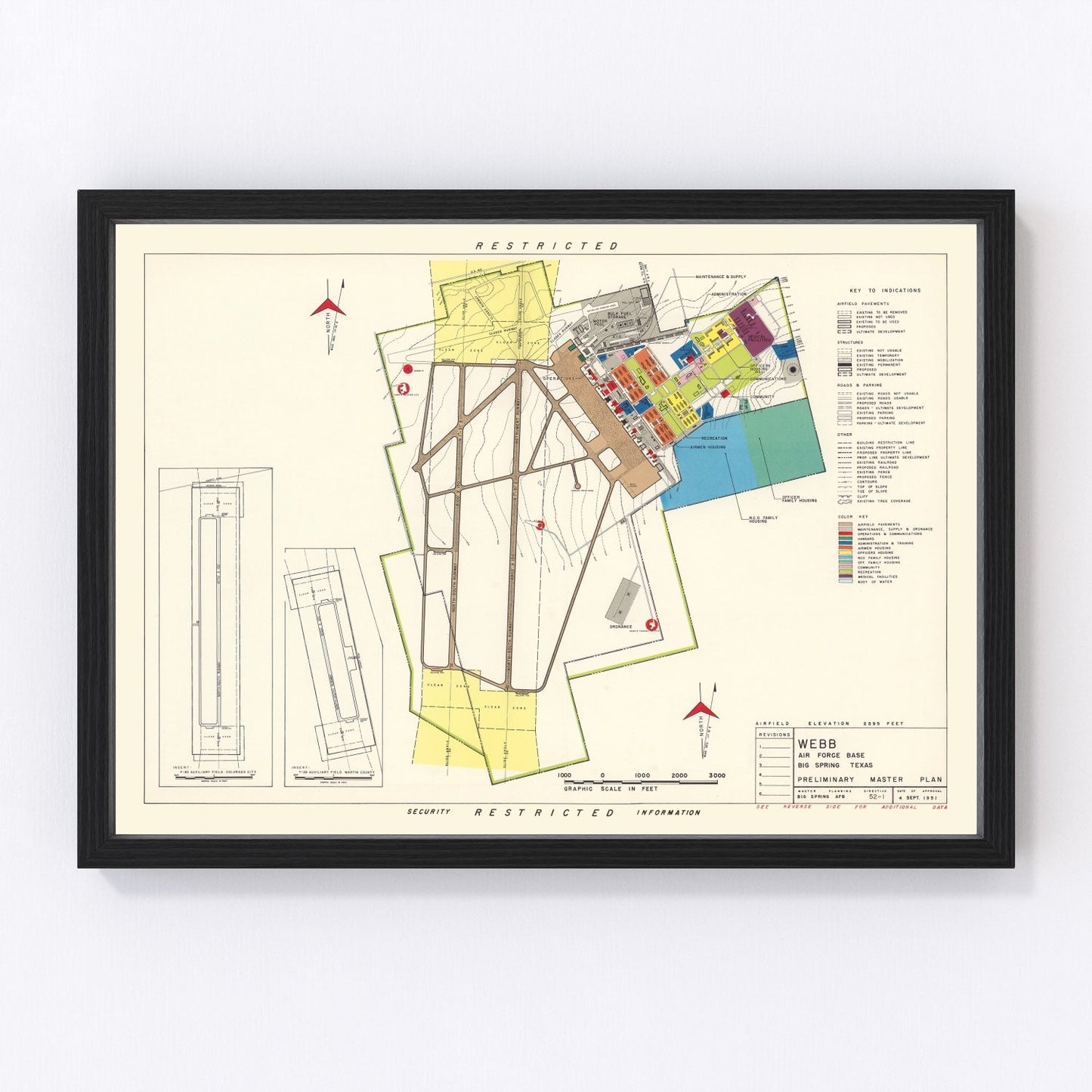 Vintage Map of Webb Air Force Base, 1951