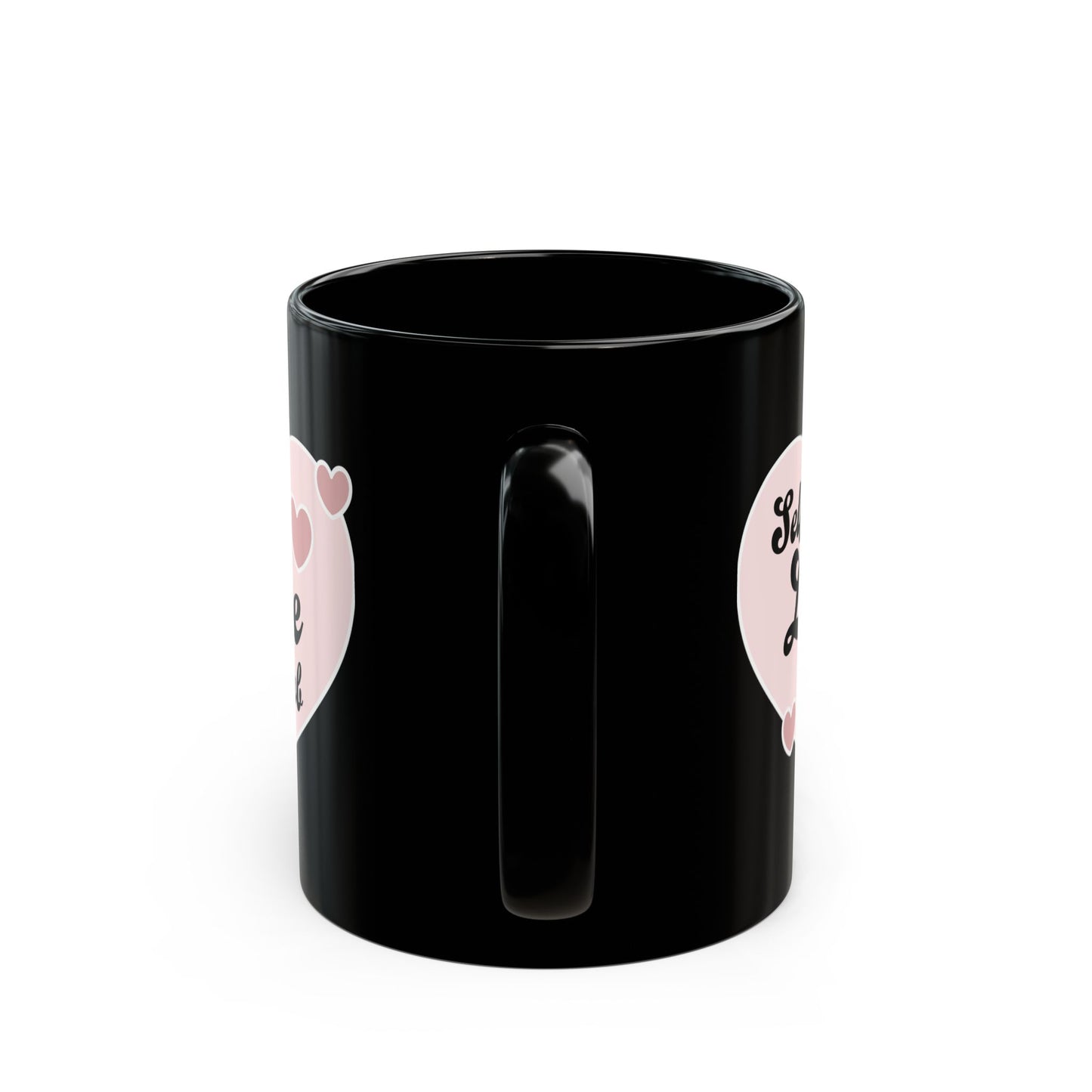 Self Love Club Black Mug – Heart Graphic Coffee Cup (11oz & 15oz)