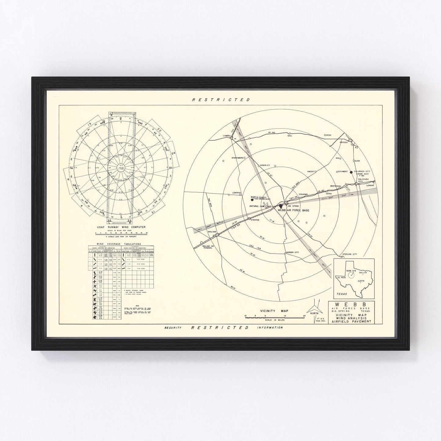Vintage Map of Webb Air Force Base, 1951