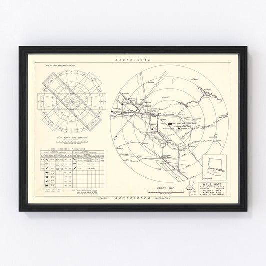 Vintage Map of the Williams Air Force Base Vicinity, 1952