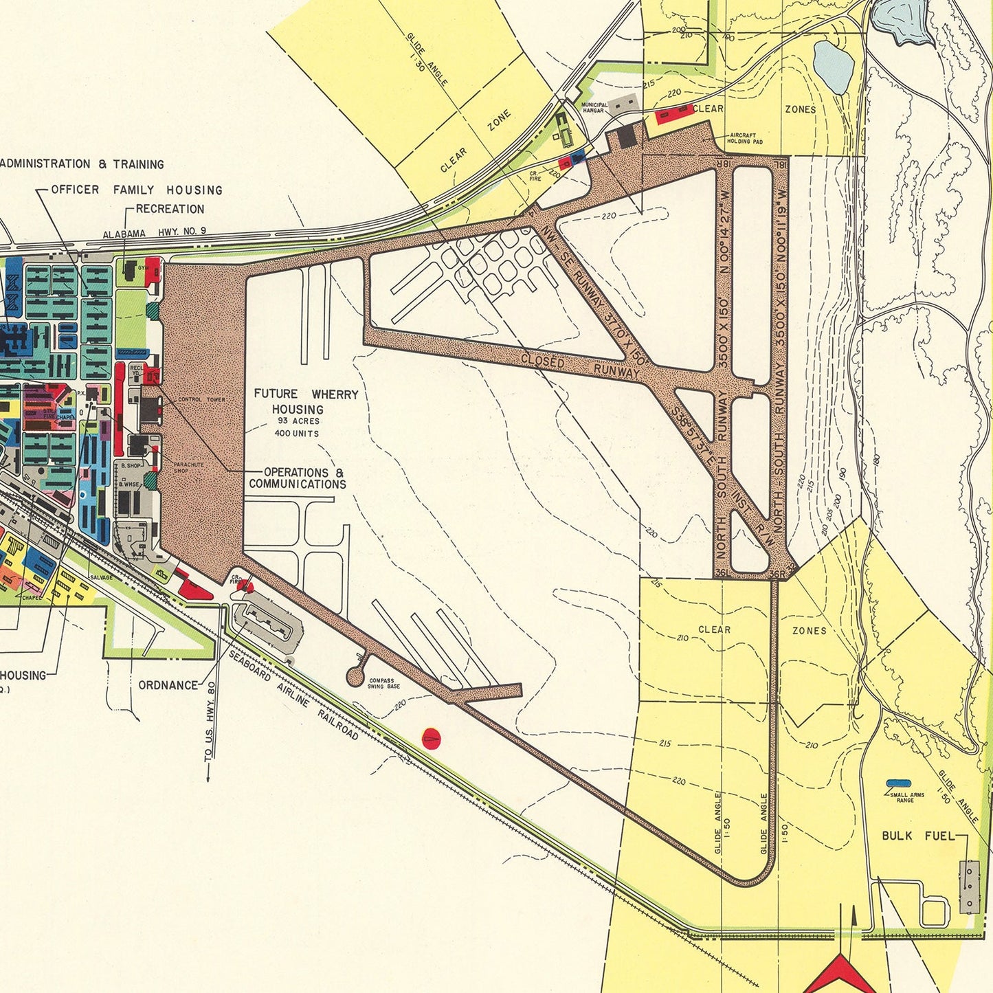 Vintage Map of Gunter Air Force Base, 1952