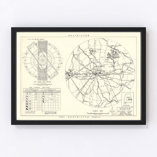 Vintage Map of the Gunter Air Force Base Vicinity, 1952