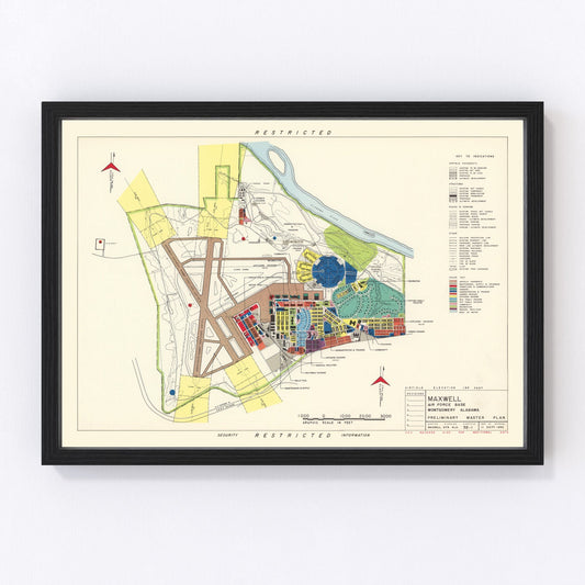 Vintage Map of Maxwell Air Force Base, 1952