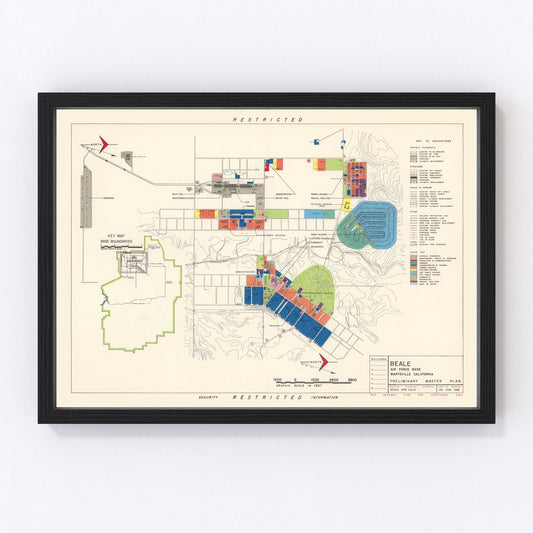 Vintage Map of Beale Air Force Base, 1952
