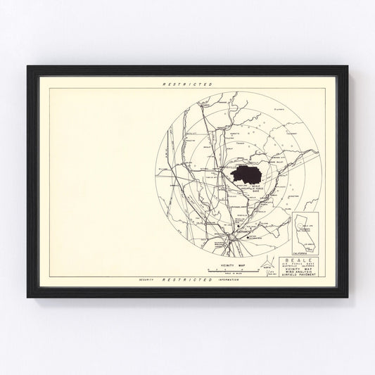 Vintage Map of the Beale Air Force Base Vicinity, 1952