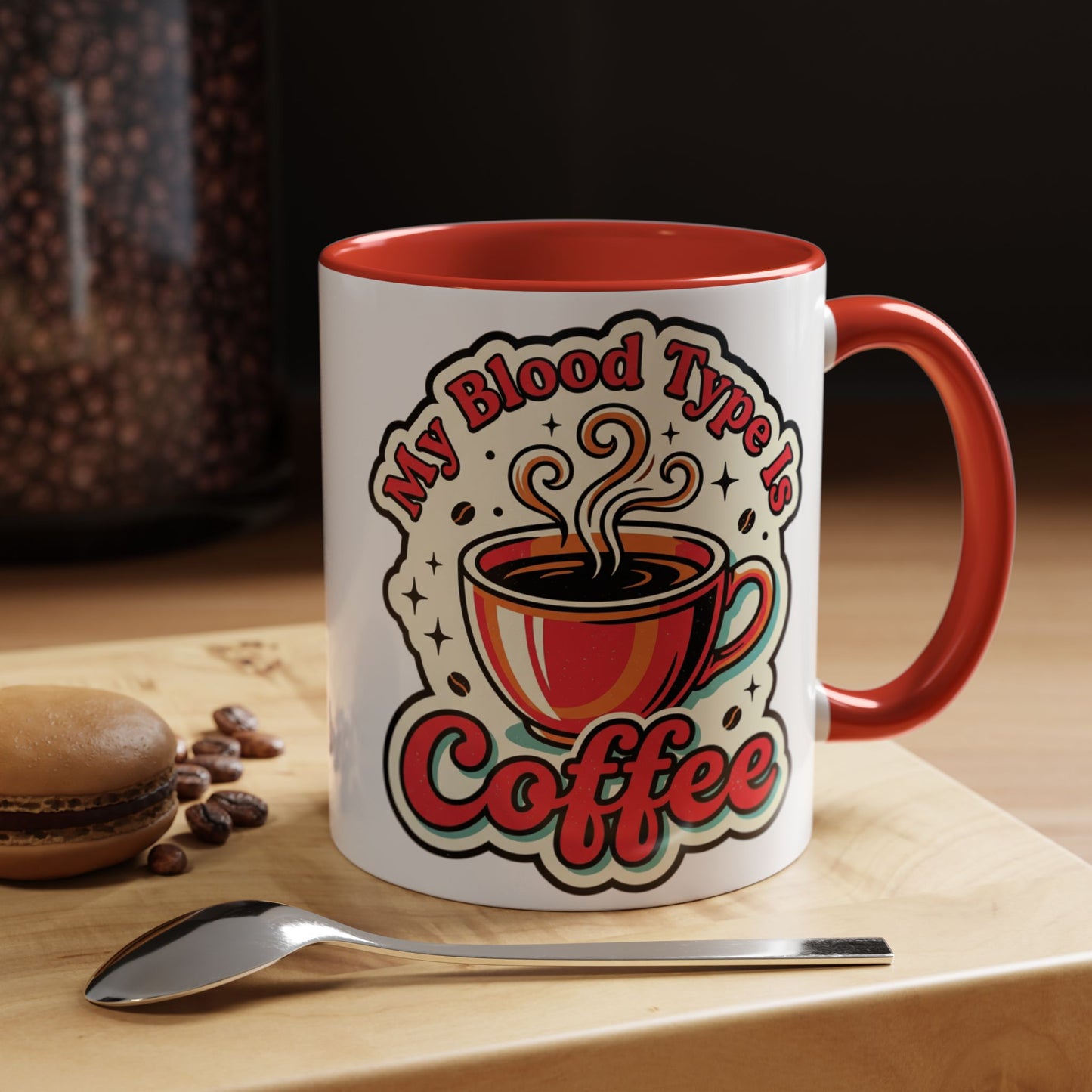 Coffee Mug - "My Blood Type Is Coffee" Accent Ceramic Mug (11oz & 15oz)