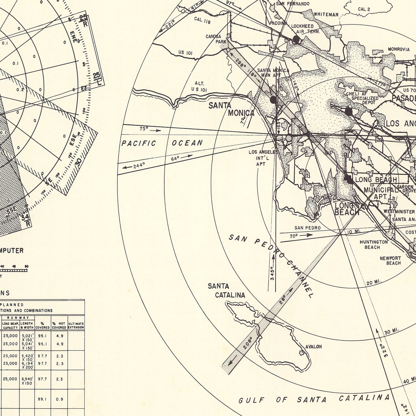 Vintage Map of the Long Beach Municipal Airport Vicinity, 1952