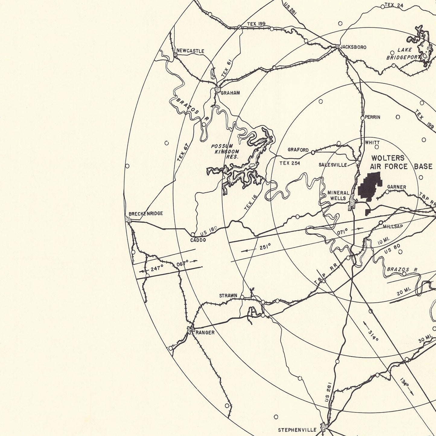 Vintage Map of the Wolters Air Force Base Vicinity, 1951