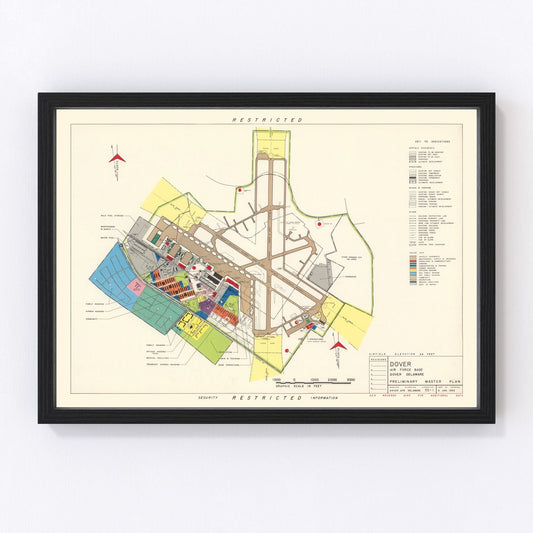 Vintage Map of Dover Air Force Base, 1952
