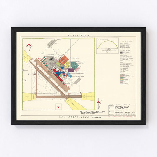 Vintage Map of Mountain Home Air Force Base, 1952