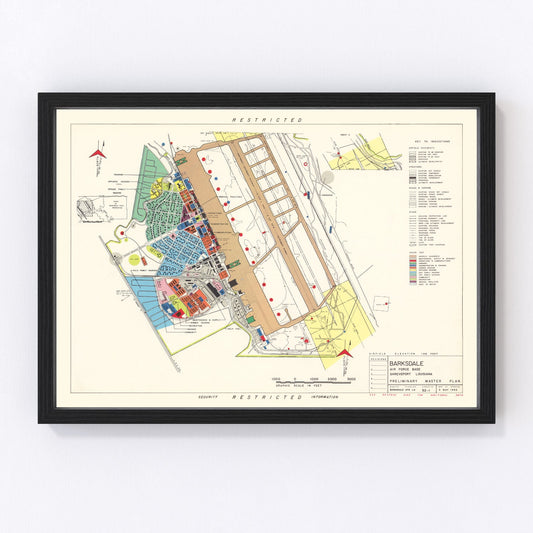 Vintage Map of Barksdale Air Force Base, 1952