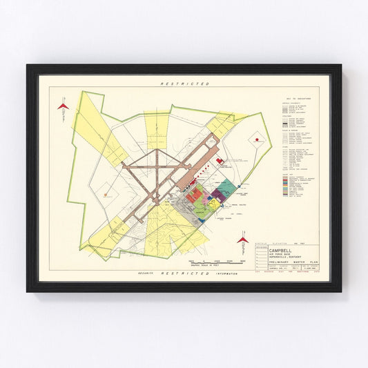 Vintage Map of Campbell Air Force Base, 1952
