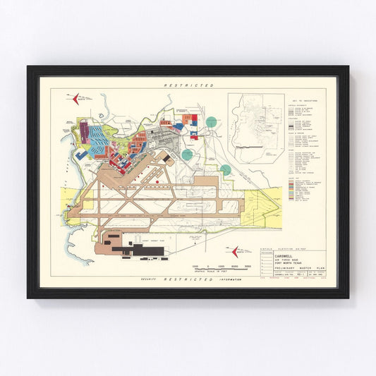 Vintage Map of Carswell Air Force Base, 1952